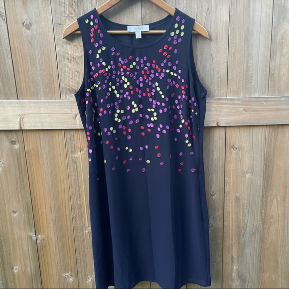 Badgley Mischka Navy Dress with Dots - Picture 4 of 5